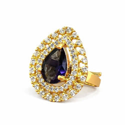 Asmerican Diamond Adjustable Ring with 2 Tone Plating